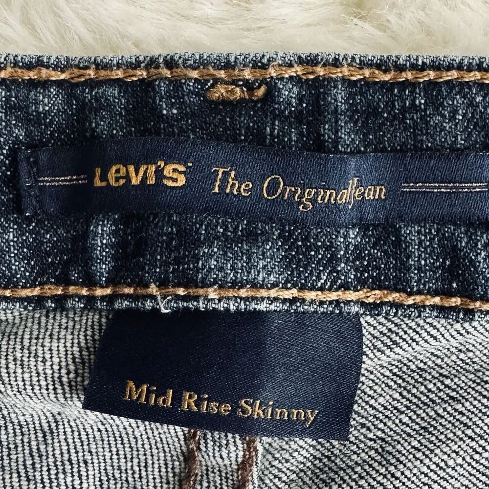 Levis Mid Rise Skinny Jeans 10 (29x30.5) Dark Wash Blue Denim Stretch Womens